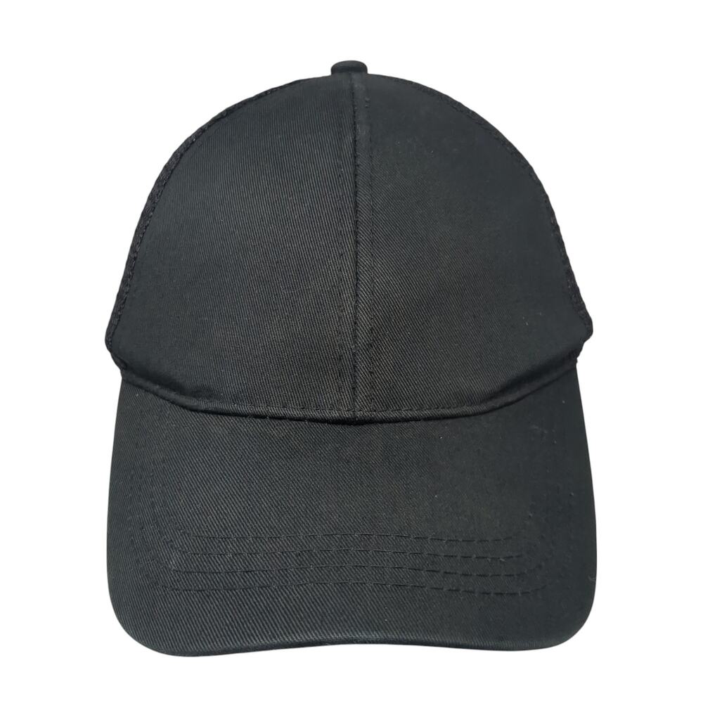 C.C Exclusives Ponytail Trucker Hat Black One Size Adjustable Mesh Back Blank